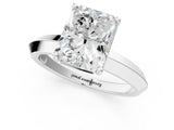 Silver Radiant Cut Solitaire Engagement Ring with Flat Band and Four-Prong Setting 1