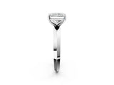 Silver Radiant Cut Solitaire Engagement Ring with Flat Band and Four-Prong Setting 2
