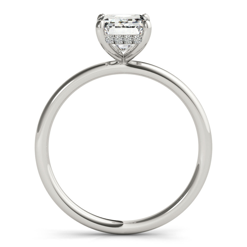 Silver Radiant Cut Solitaire Engagement Ring with Four-Prong Setting and Classic Band 1