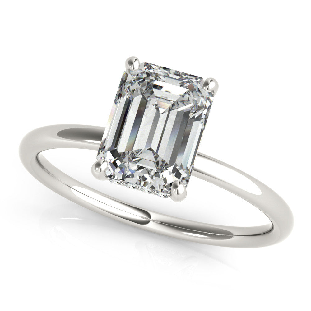 Silver Radiant Cut Solitaire Engagement Ring with Four-Prong Setting and Classic Band 2