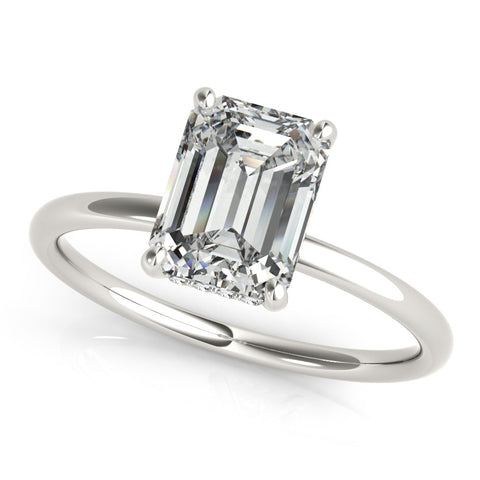Silver Radiant Cut Solitaire Engagement Ring with Four-Prong Setting and Classic Band 2