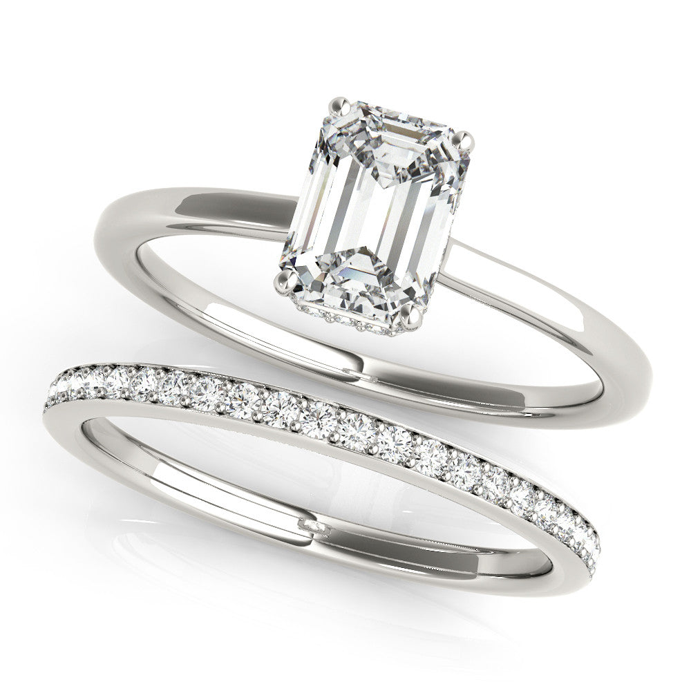 Silver Radiant Cut Solitaire Engagement Ring with Four-Prong Setting on a Classic Band 2