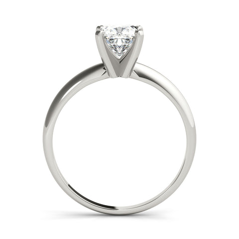 Silver Radiant Cut Solitaire Engagement Ring with Round Band and Four-Prong Setting 1