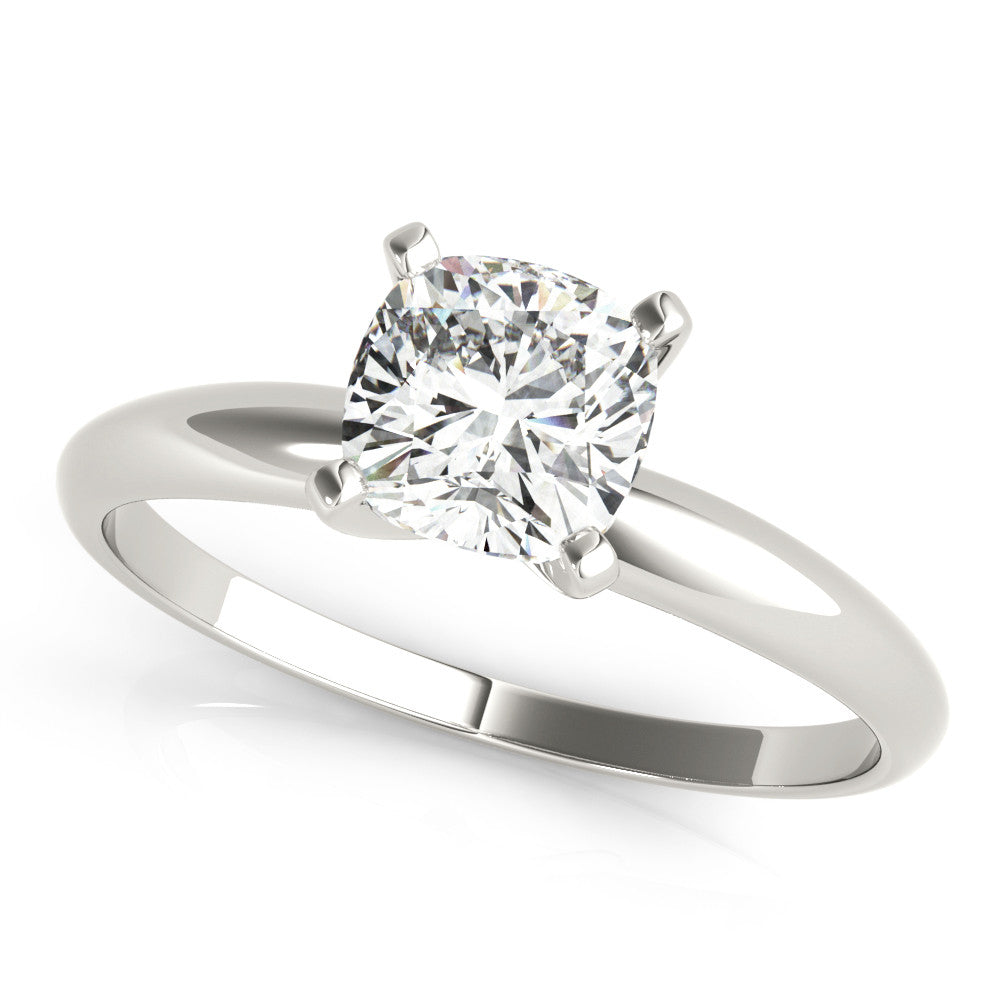 10K White Gold 3.03 Carat D VS1 Heart Cut Solitaire Engagement Ring with Round Band and Four-Prong Setting