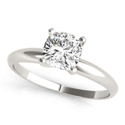 Silver Radiant Cut Solitaire Engagement Ring with Round Band and Four-Prong Setting 2