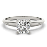 10K White Gold 3.05 Carat F VS1 Princess Cut Solitaire Engagement Ring with Round Band and Four-Prong Setting