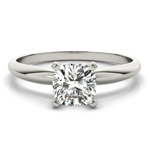 10K White Gold 1.02 Carat E VS1 Emerald Cut Solitaire Engagement Ring with Round Band and Four-Prong Setting