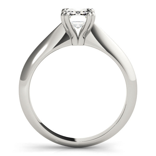 Silver Radiant Cut Solitaire Engagement Ring with Tapered Band and Four-Prong Setting 1