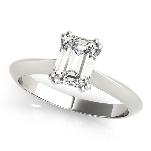 Silver Radiant Cut Solitaire Engagement Ring with Tapered Band and Four-Prong Setting 2