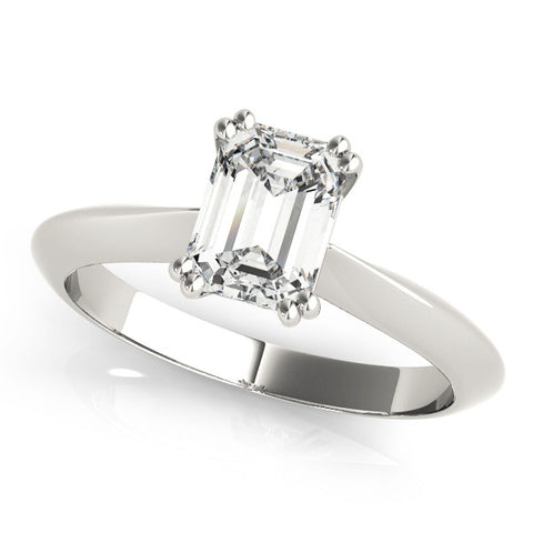 Silver Radiant Cut Solitaire Engagement Ring with Tapered Band and Four-Prong Setting 2