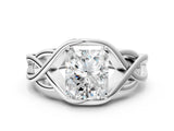 Silver Radiant Cut Solitaire Intertwined Band Prong Setting Ring_14