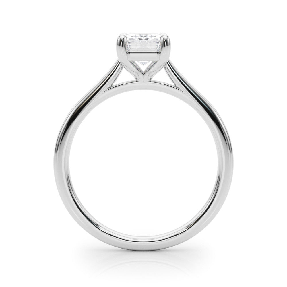 Silver Radiant Cut Solitaire Ring with Cathedral Band and Four-Prong Setting 1