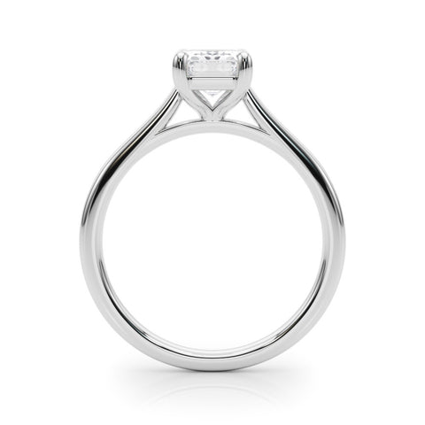 Silver Radiant Cut Solitaire Ring with Cathedral Band and Four-Prong Setting 1