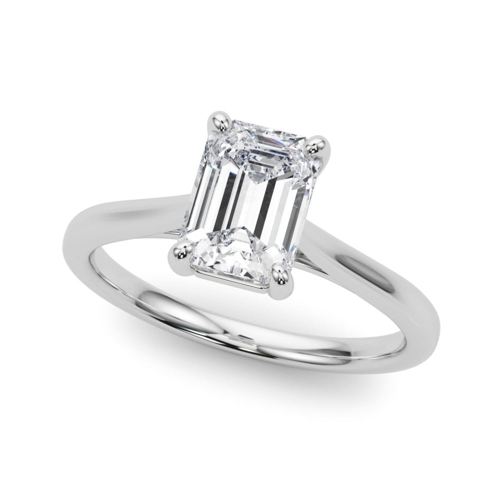 Silver Radiant Cut Solitaire Ring with Cathedral Band and Four-Prong Setting 2