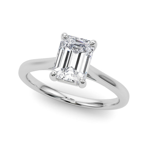 Silver Radiant Cut Solitaire Ring with Cathedral Band and Four-Prong Setting 2