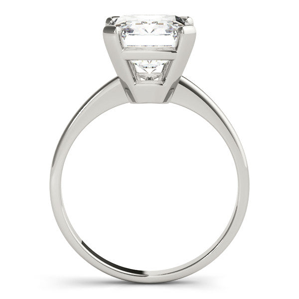 Silver Radiant Cut Solitaire Ring with Four-Prong Setting and Classic Band 1