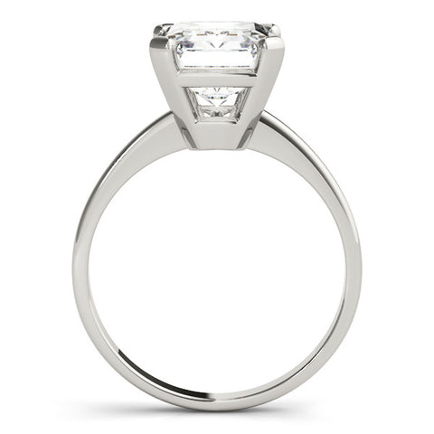 Silver Radiant Cut Solitaire Ring with Four-Prong Setting and Classic Band 1