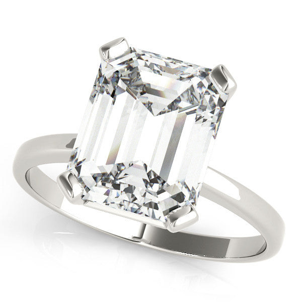 Silver Radiant Cut Solitaire Ring with Four-Prong Setting and Classic Band 2
