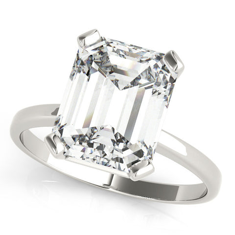 Silver Radiant Cut Solitaire Ring with Four-Prong Setting and Classic Band 2