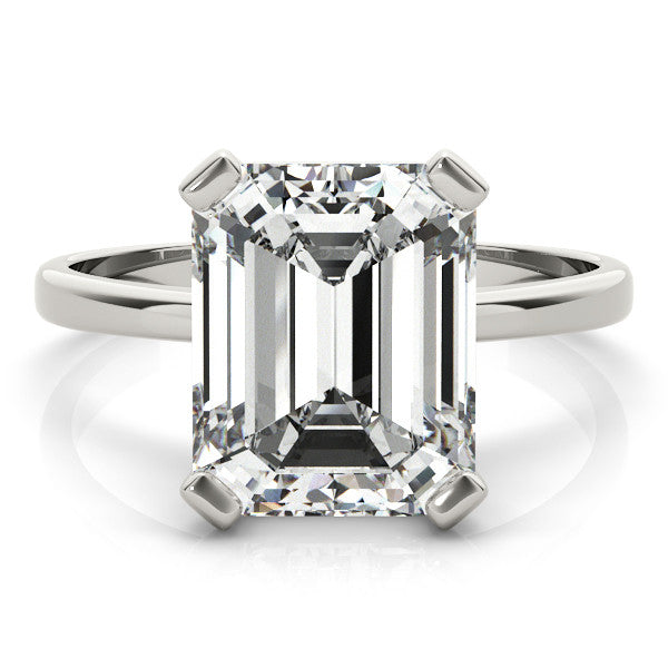 Silver Radiant Cut Solitaire Ring with Four-Prong Setting and Classic Band
