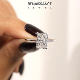 Silver Radiant Cut Solitaire Ring with Four-Prong Setting and Classic Band_98