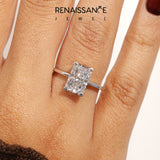 Silver Radiant Cut Solitaire Ring with Four-Prong Setting and Classic Band_99