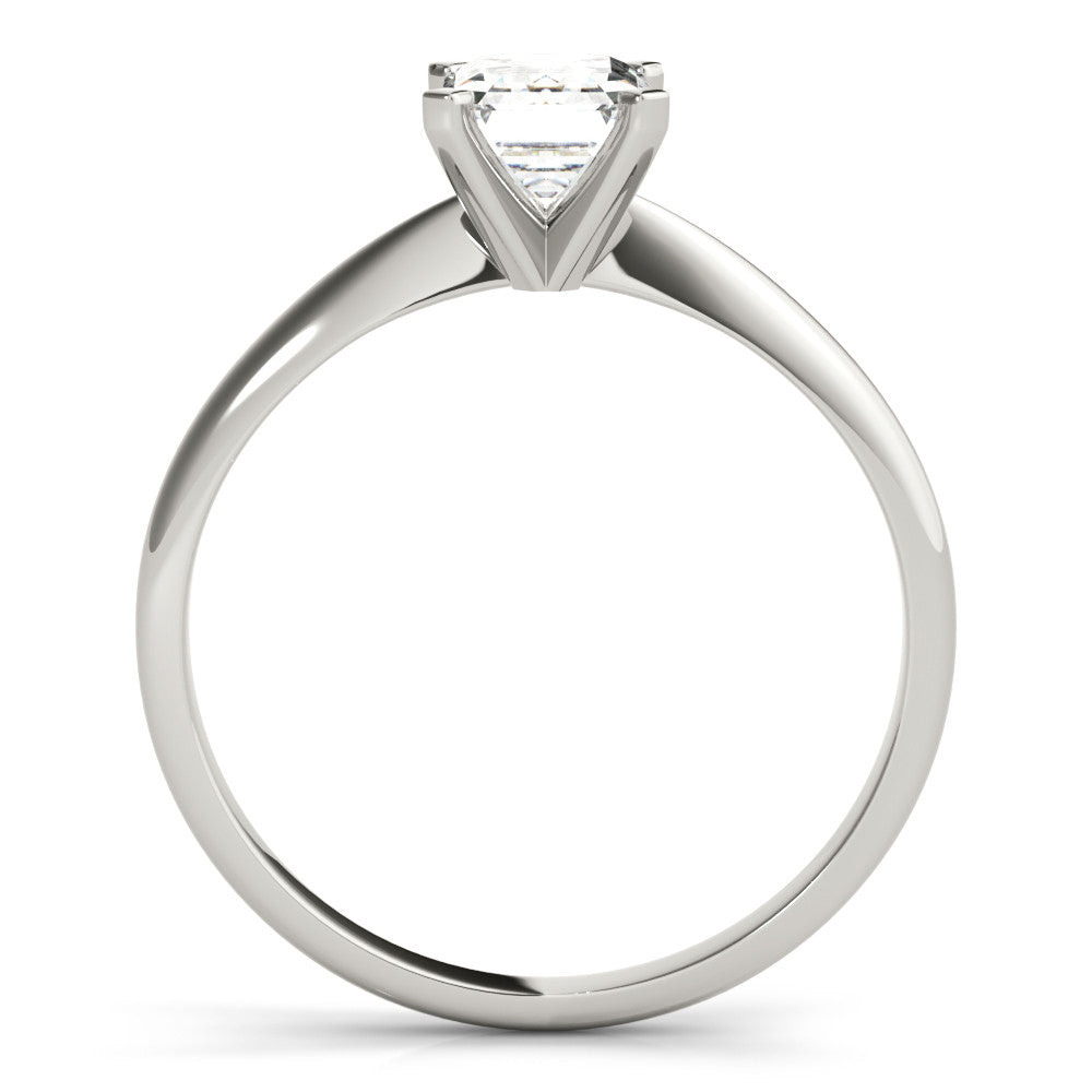 Silver Radiant Cut Solitaire Ring with Four-Prong Setting on a Classic Band 1