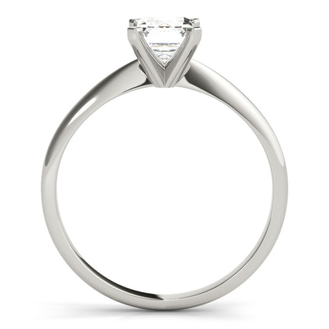 Silver Radiant Cut Solitaire Ring with Four-Prong Setting on a Classic Band 1