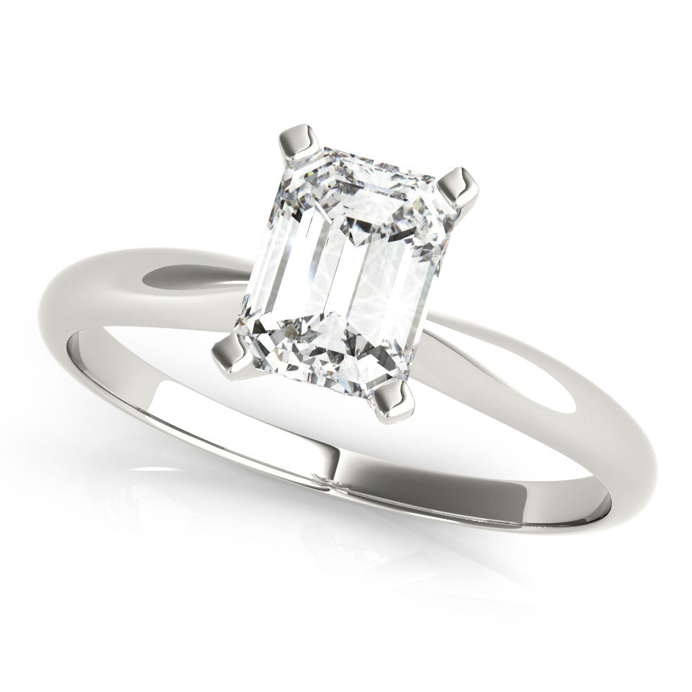 Silver Radiant Cut Solitaire Ring with Four-Prong Setting on a Classic Band 2