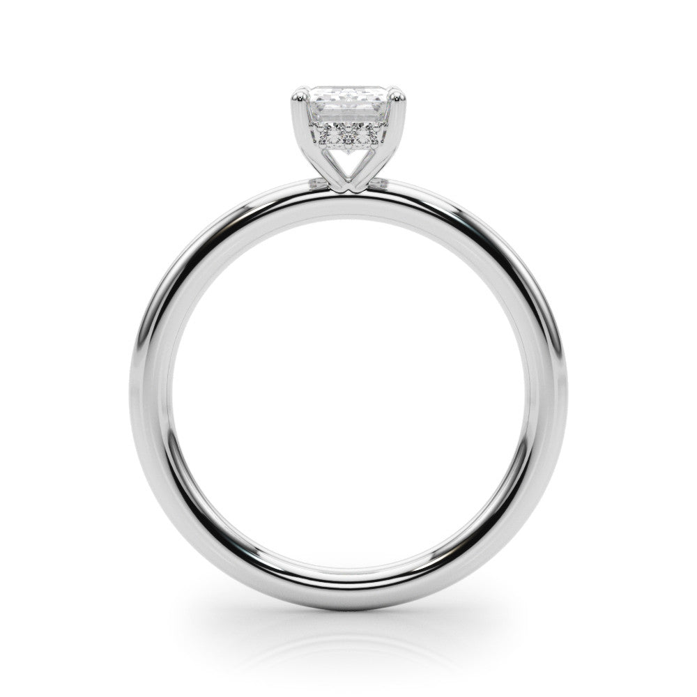 Silver Radiant Cut Solitaire Ring with Thin Band and Four-Prong Setting 1