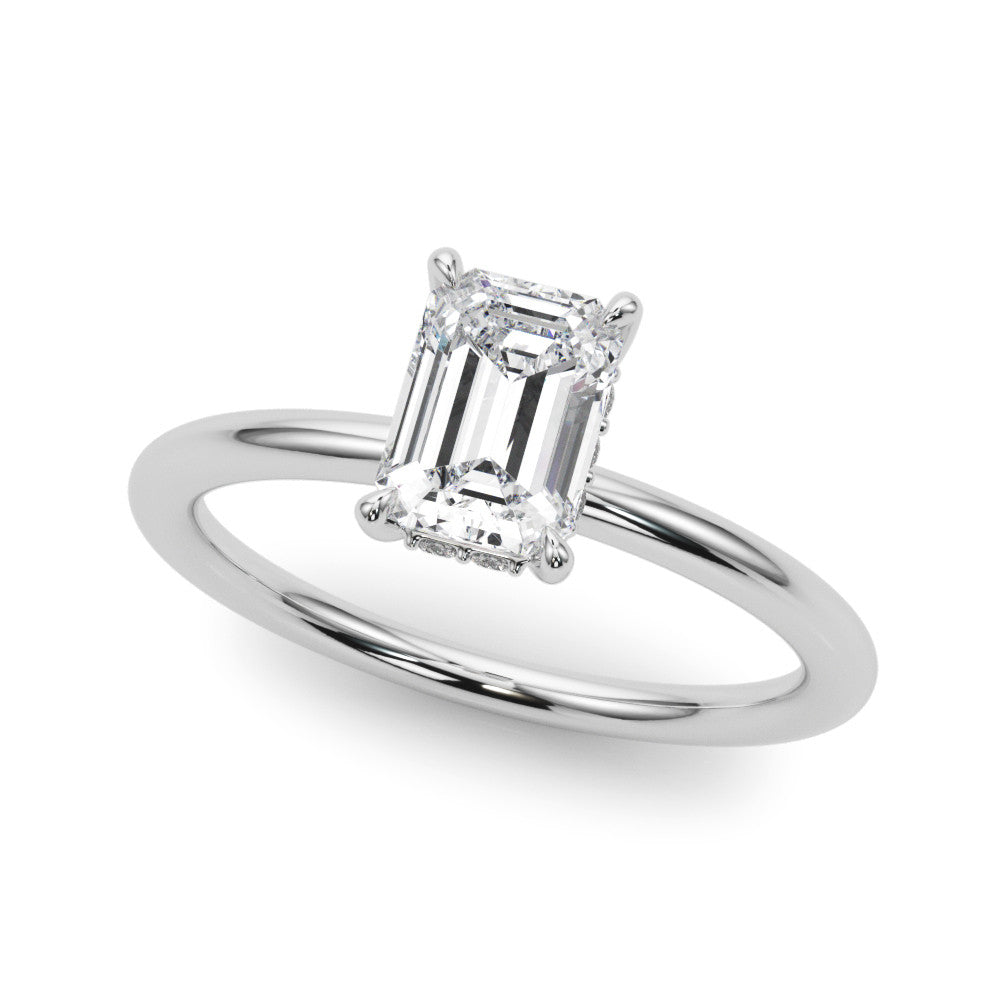 Silver Radiant Cut Solitaire Ring with Thin Band and Four-Prong Setting 2