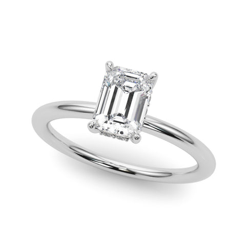 Silver Radiant Cut Solitaire Ring with Thin Band and Four-Prong Setting 2
