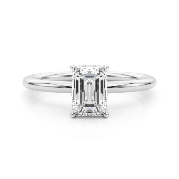 10K White Gold 2.06 Carat E VVS2 Princess Cut Solitaire Ring with Thin Band and Four-Prong Setting