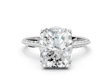 Silver Radiant Cut Solitaire Split Shank Pave Diamond Engagement Ring with Four-Prong Setting_49