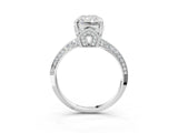 Silver Radiant Cut Solitaire Split Shank Pave Diamond Engagement Ring with Four-Prong Setting_52
