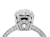 Silver Radiant Cut Solitaire Split Shank Pave Diamond Engagement Ring with Four-Prong Setting_53