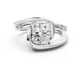 Silver Radiant Cut Solitaire Tension-Set Diamond Split Shank Ring_25