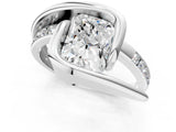 Silver Radiant Cut Solitaire Tension-Set Diamond Split Shank Ring_26