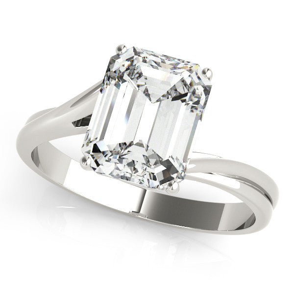Platinum 3.02 Carat F VS1 Radiant Cut Solitaire Twist Band Ring with Four-Prong Setting