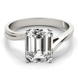 Platinum 3.02 Carat F VS1 Radiant Cut Solitaire Twist Band Ring with Four-Prong Setting
