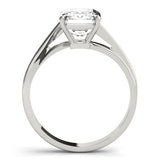 Platinum 3.02 Carat F VS1 Radiant Cut Solitaire Twist Band Ring with Four-Prong Setting