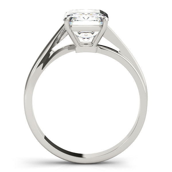 Platinum 3.02 Carat F VS1 Radiant Cut Solitaire Twist Band Ring with Four-Prong Setting