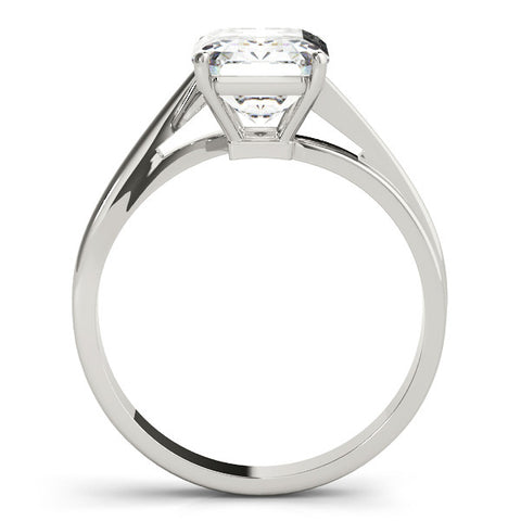 Silver Radiant Cut Solitaire Twist Band Ring with Four-Prong Setting