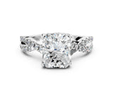 Silver Radiant Cut Solitaire Twist Pave Diamond Engagement Ring with Prong Setting_19