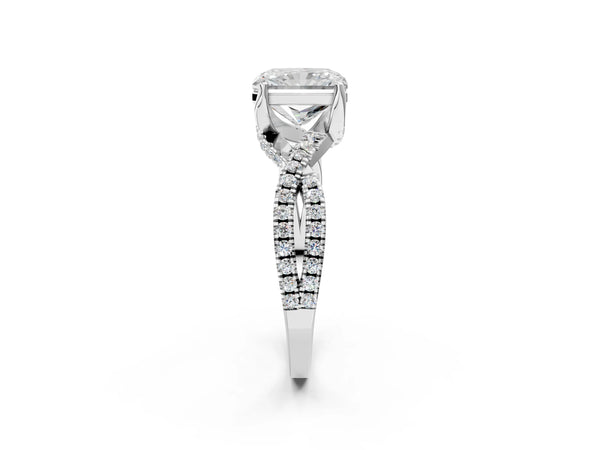 Sterling Silver Radiant Cut Twisted Split Shank Engagement Ring Setting