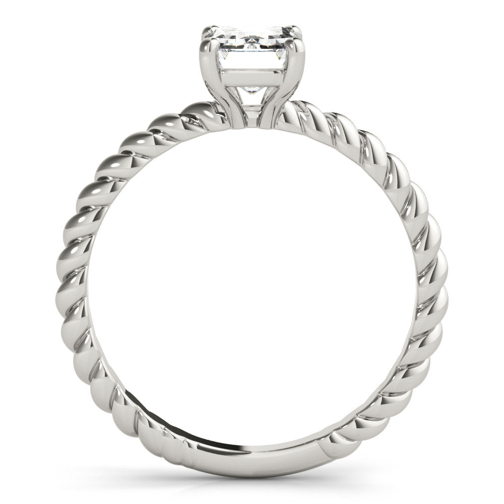 Silver Radiant Cut Solitaire Twisted Band with Four-Prong Setting 1