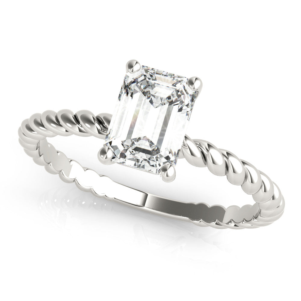Silver Radiant Cut Solitaire Twisted Band with Four-Prong Setting 2