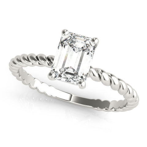 Silver Radiant Cut Solitaire Twisted Band with Four-Prong Setting 2