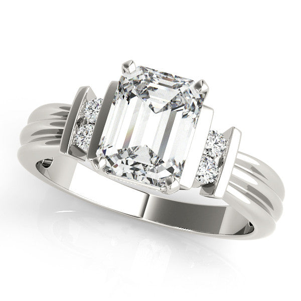 Silver Radiant Cut Three-Stone Channel Set Ring with Bar Prongs 2