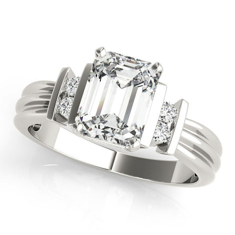 Silver Radiant Cut Three-Stone Channel Set Ring with Bar Prongs 2
